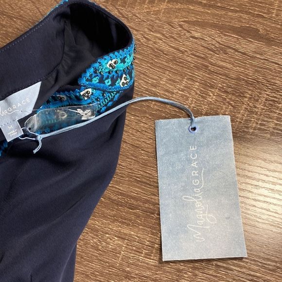 NWT Magnolia Grace Medium Navy Beaded Sleeveless Dress - Picture 3 of 12